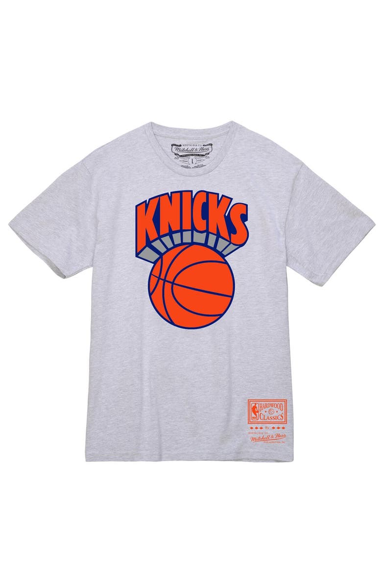 Mitchell & Ness Men's Mitchell & Ness Heather Gray New York Knicks Hardwood Classics Vintage Logo T-Shirt, Main, color, Heather Gray