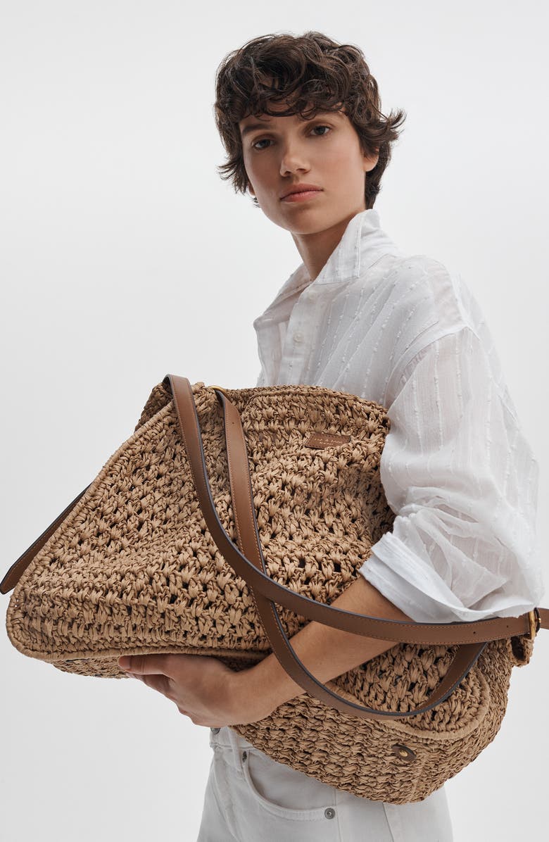 rag & bone Large River Straw Tote, Alternate, color, Nat