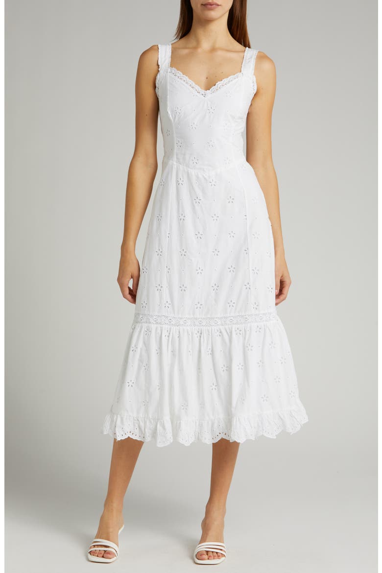 Pallas Eyelet Sleeveless Dress, Main, color, WHITE