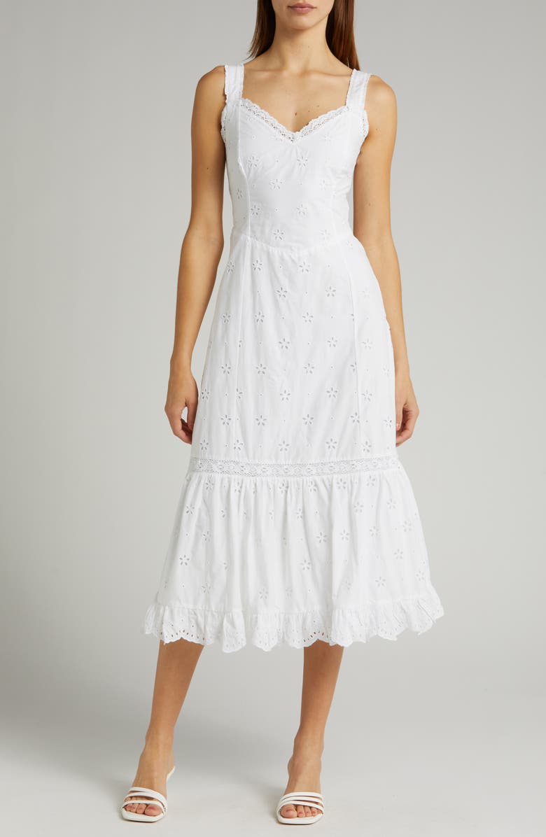 PAIGE Pallas Eyelet Sleeveless Dress, Main, color, 