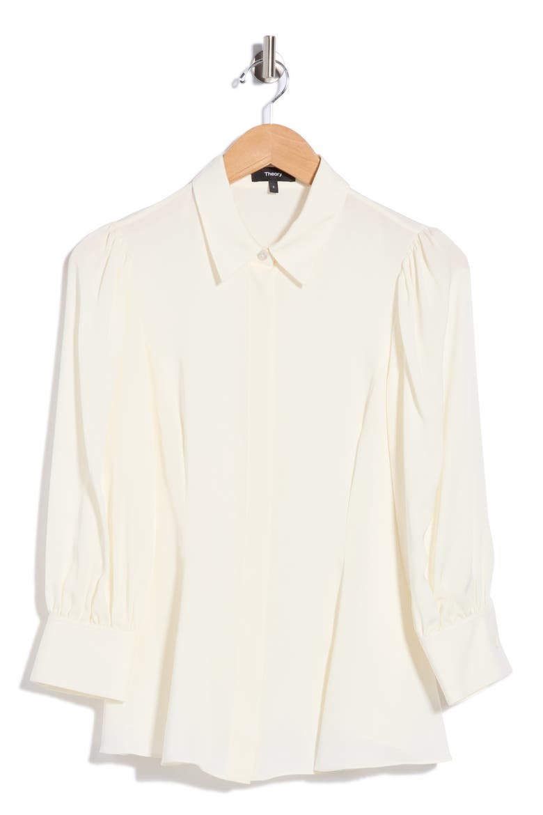 Flare Silk Georgette Shirt, Alternate, color, IVORY