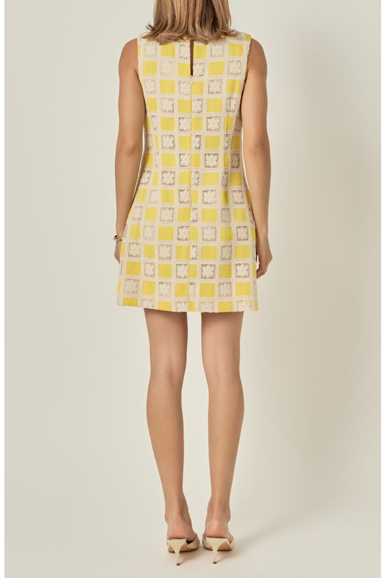 Crochet Patchwork Minidress, Alternate, color, YELLOW MULTI