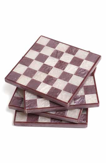 Tiramisu Set of 4 Checkered Resin Coasters