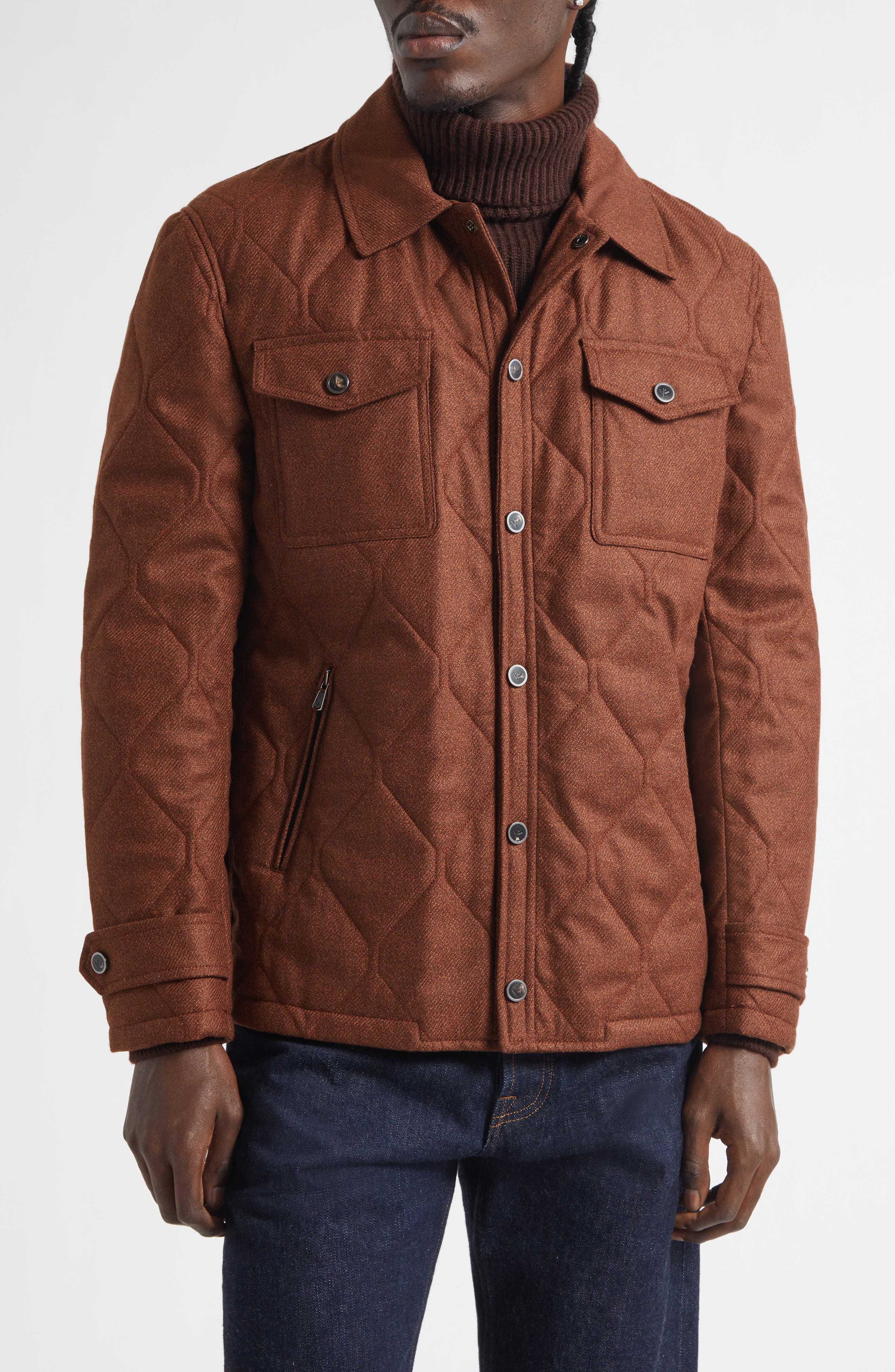 Onion Quilted Wool & Silk Shirt Jacket