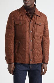 ISAIA Onion Quilted Wool & Silk Shirt Jacket