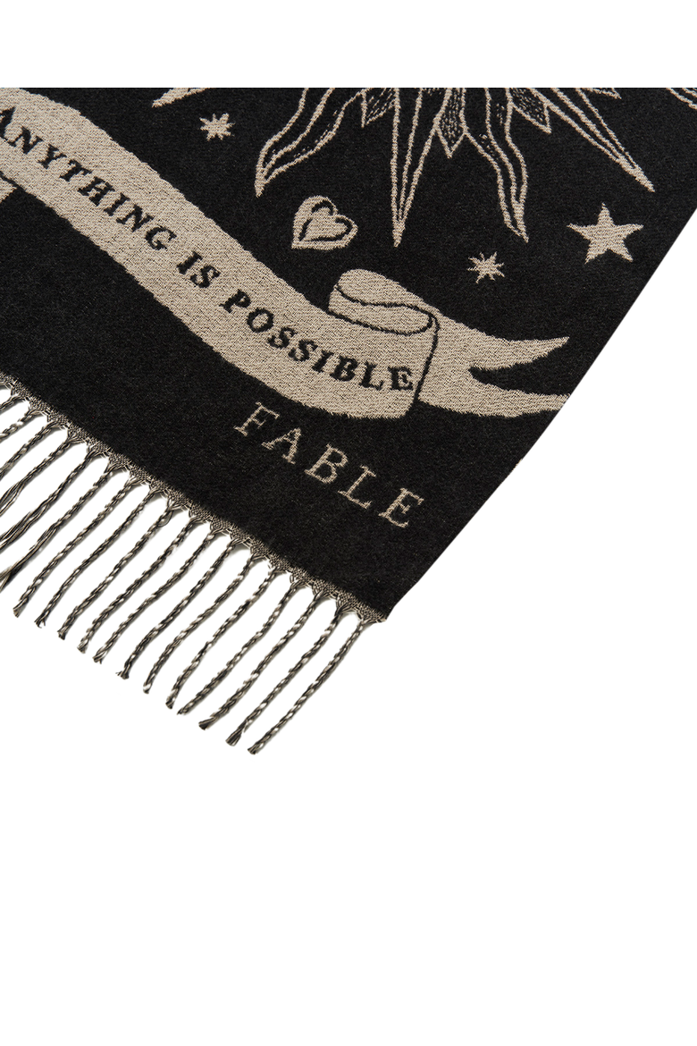 Freya Celestial Jacquard Scarf, Alternate, color, Black
