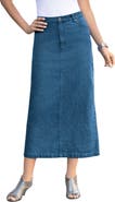 Jessica London Classic Cotton Denim Midi Skirt