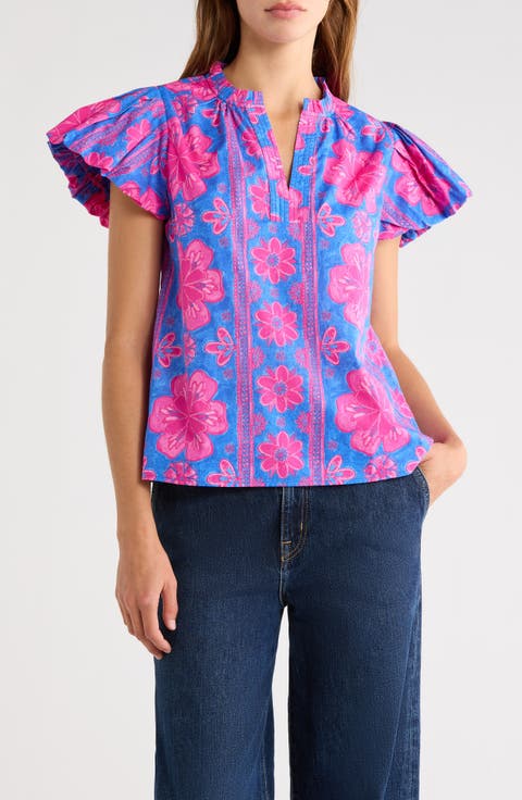 Bethel Floral Keni Cotton Split Neck Top