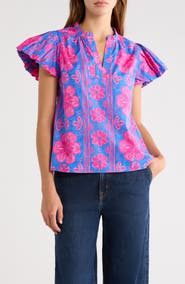 SUGARLIPS Bethel Floral Keni Cotton Split Neck Top