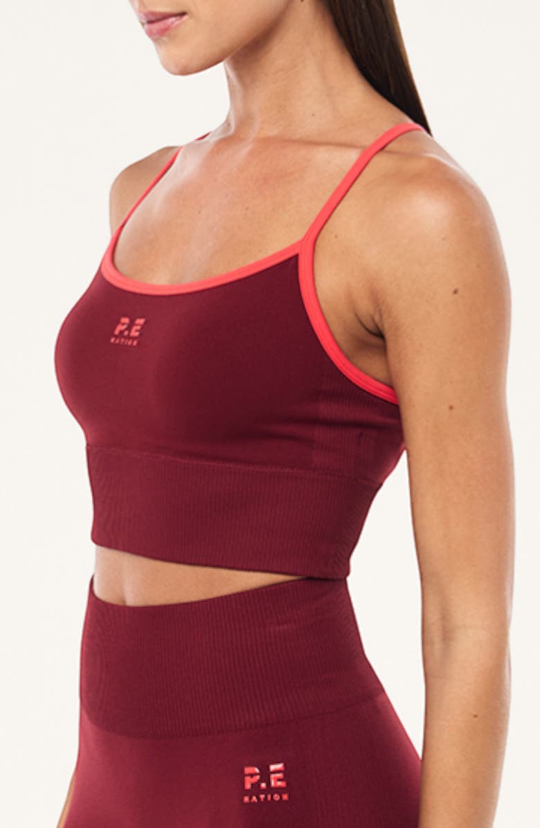 P.E Nation Release Seamless Crop Tank, Alternate, color, Cabernet / Strawberry