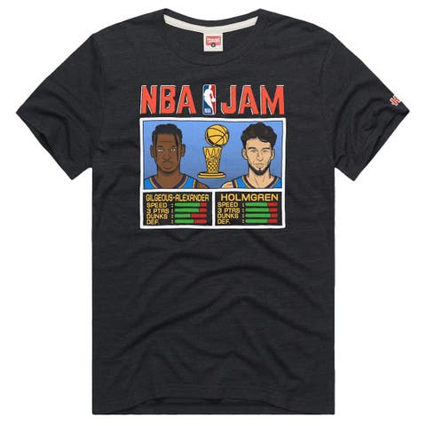 Unisex Homage Chet Holmgren & Shai Gilgeous-Alexander Charcoal Oklahoma City Thunder 2025 NBA Finals Champions NBA Jam Tri-Blend T-Shirt