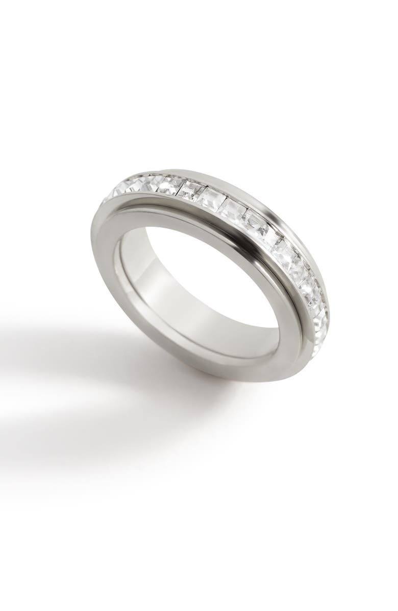 Mint & Lily Crystal Statement Spinning Fidget Ring, Alternate, color, Silver