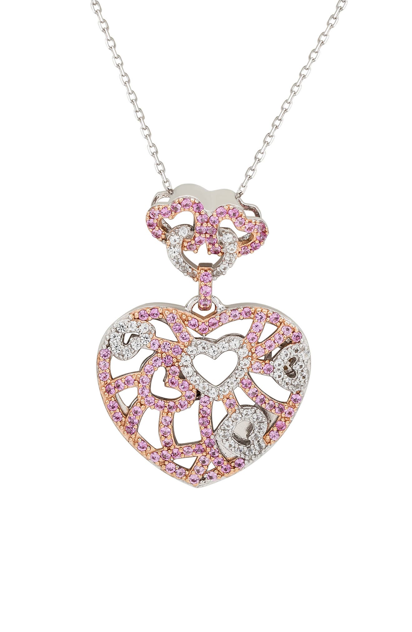 SUZY LEVIAN Pavé Sapphire & Brown Diamond Heart Pendant Necklace - 0.02ct.