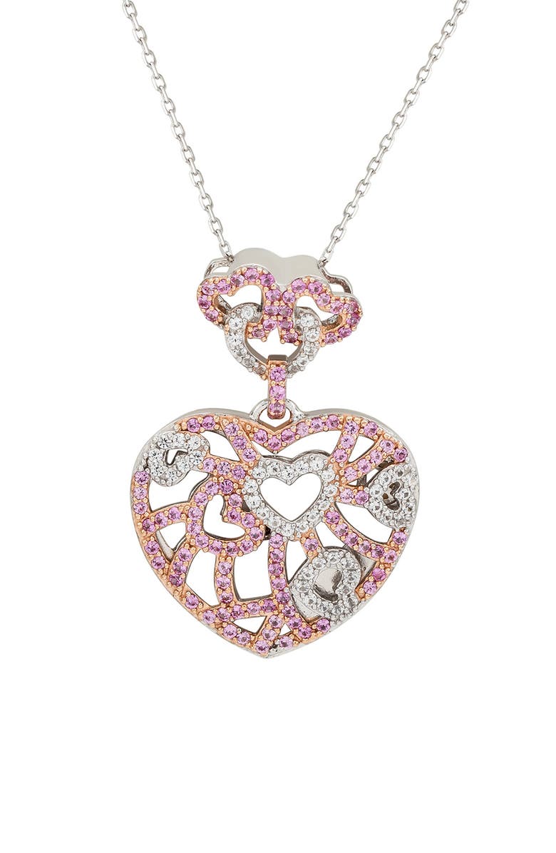 SUZY LEVIAN Pavé Sapphire & Brown Diamond Heart Pendant Necklace - 0.02ct., Main, color, Pink