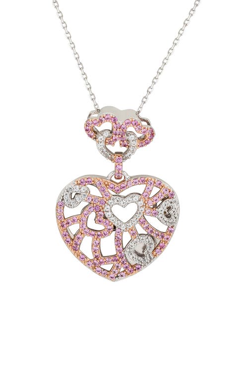 Pavé Sapphire & Brown Diamond Heart Pendant Necklace - 0.02ct.