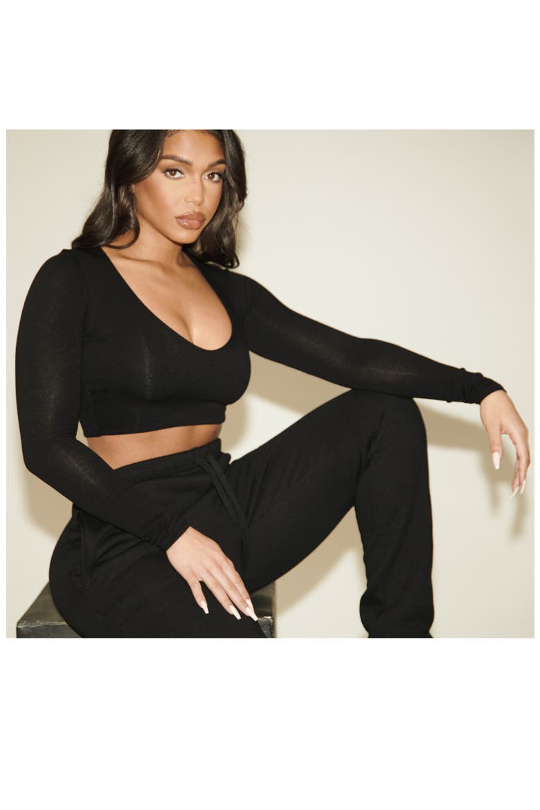 LORI DEEP SCOOP NECK CROP TOP, Alternate, color, BLACK