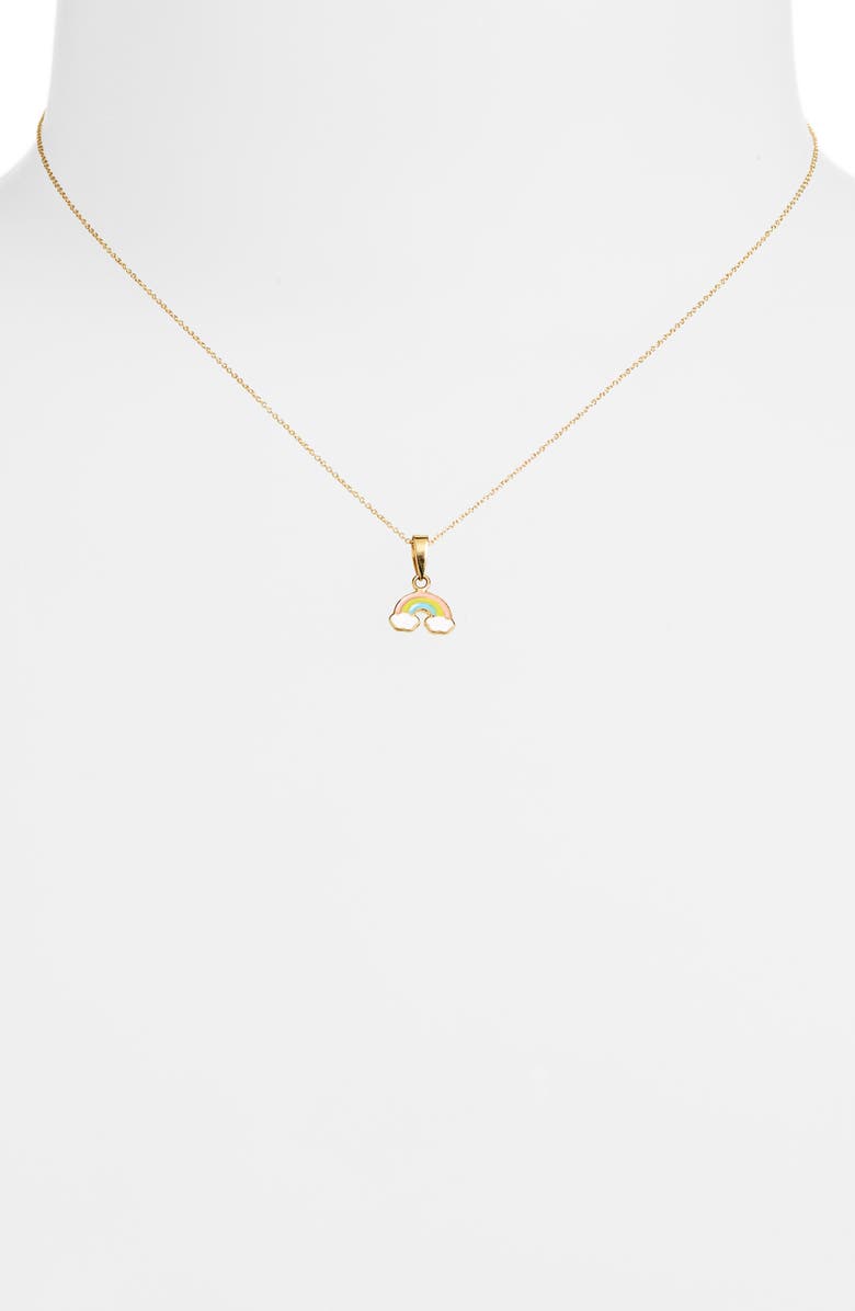 Bony Levy Kids' 14K Gold Rainbow Pendant Necklace, Alternate, color, 