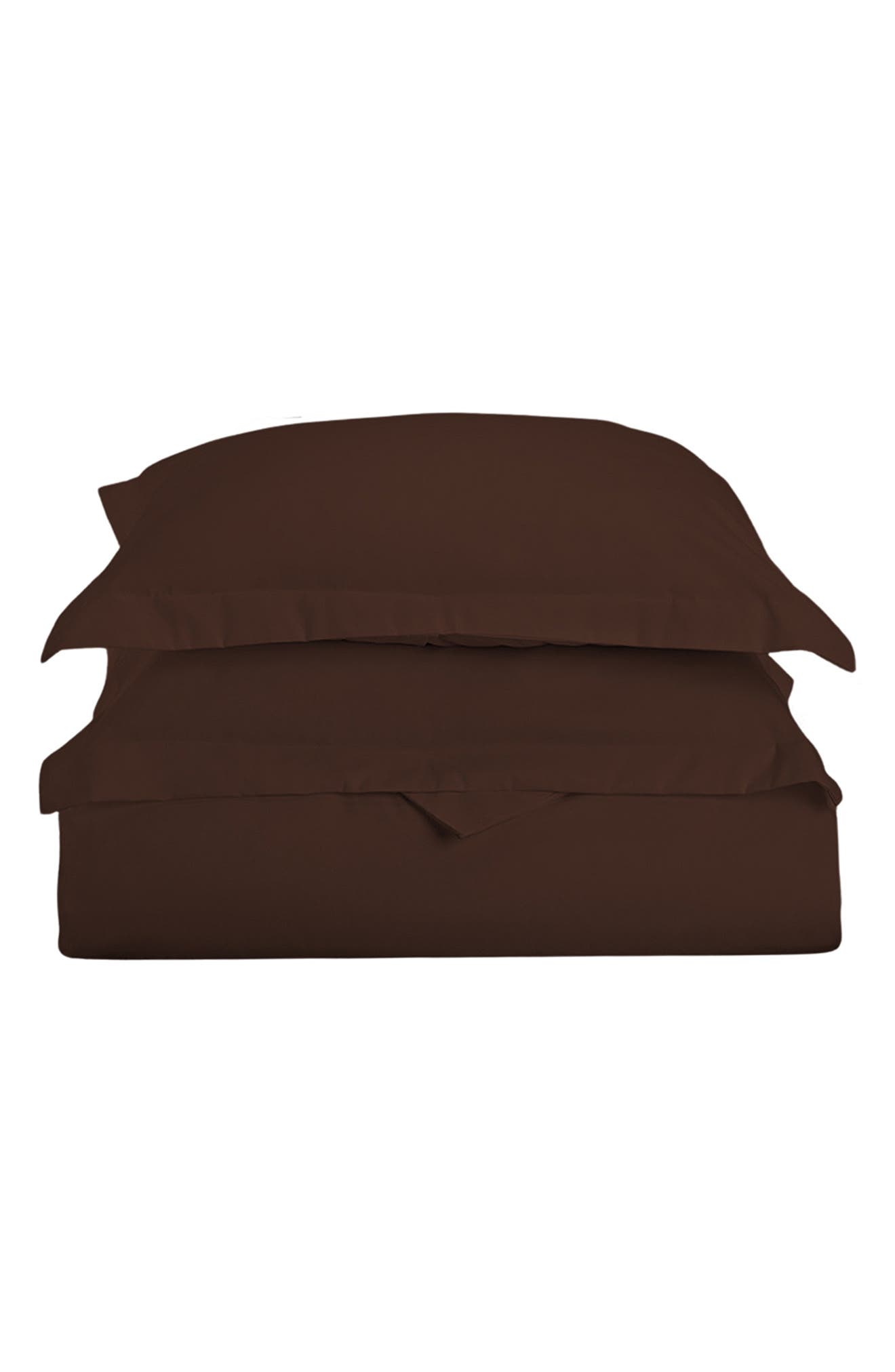 Luxury Home Solid Brown Microfiber Duvet Cover Set