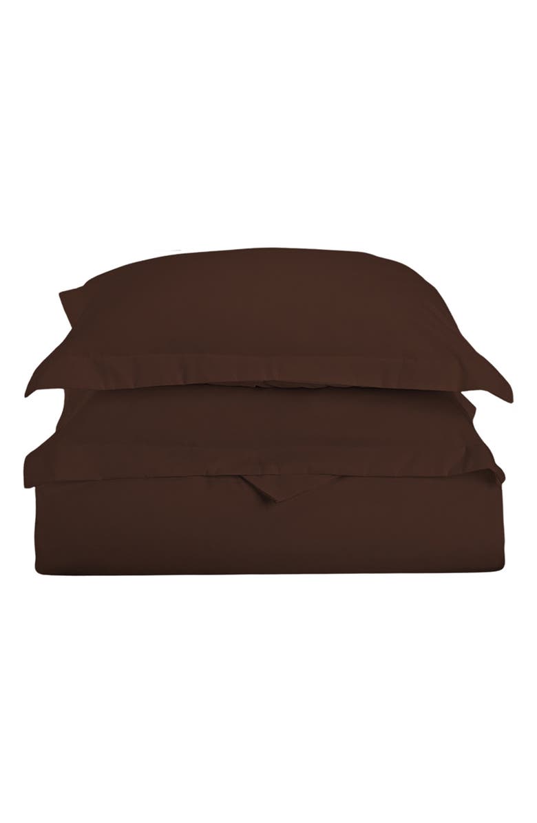 Luxury Home Solid Brown Microfiber Duvet Cover Set, Main, color, Chocolate Brown