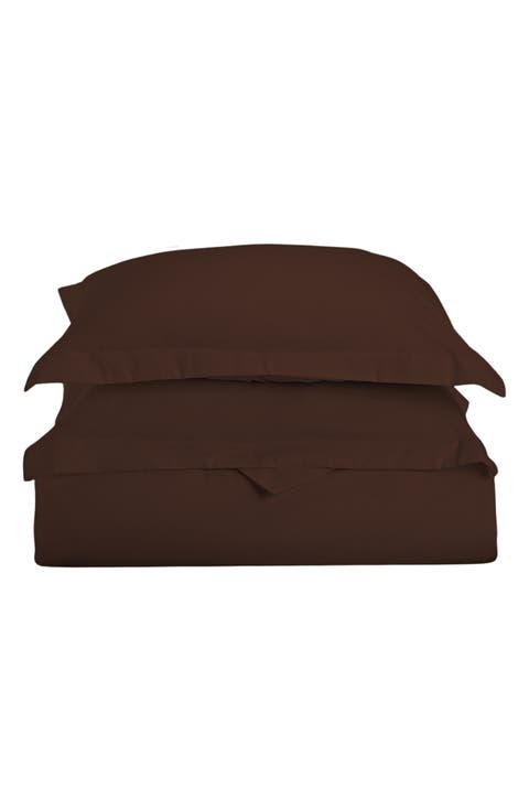 Solid Brown Microfiber Duvet Cover Set