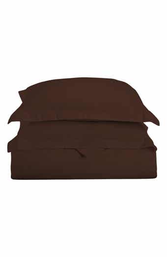 Luxury Home Solid Brown Microfiber Duvet Cover Set