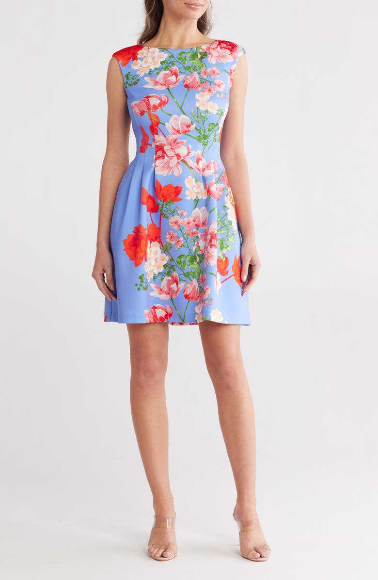 Vince Camuto Floral Sleeveless Fit & Flare Dress, Main, color, 
