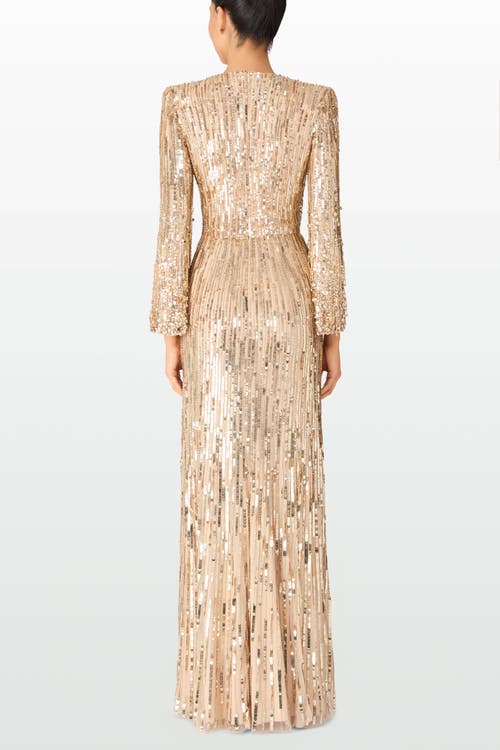 Jenny Packham Cosmos Sequined Strong-shoulder Gown