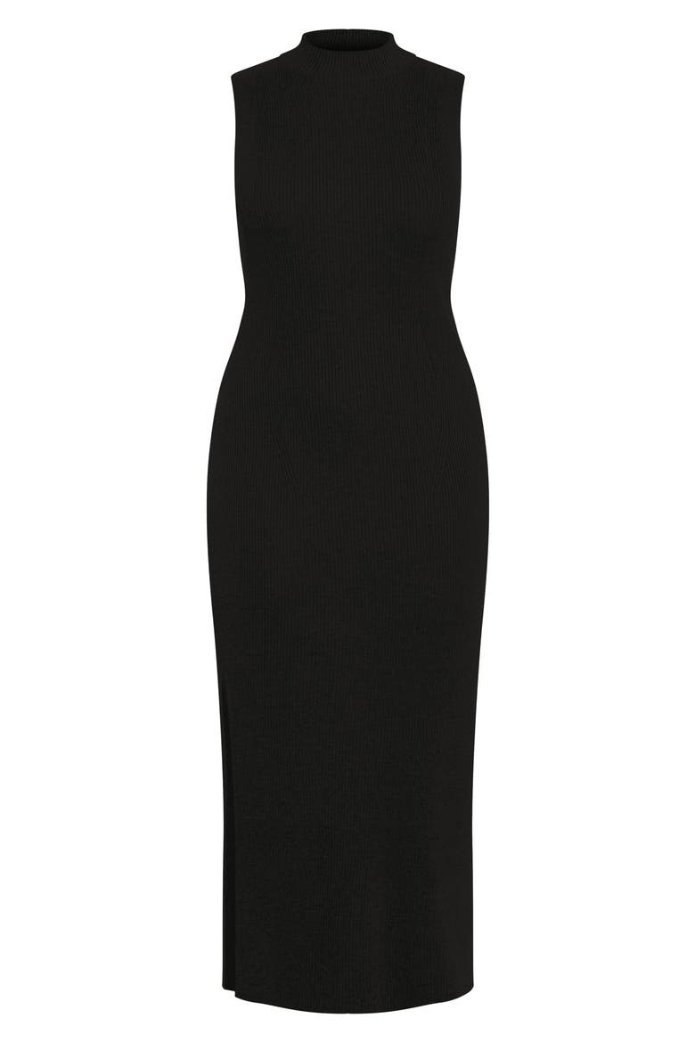 Kenia Sleeveless Ribbed Sweater Dress, Alternate, color, BLACK
