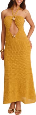 Capittana Zully Metallic Cutout Maxi Cover-Up Sundress