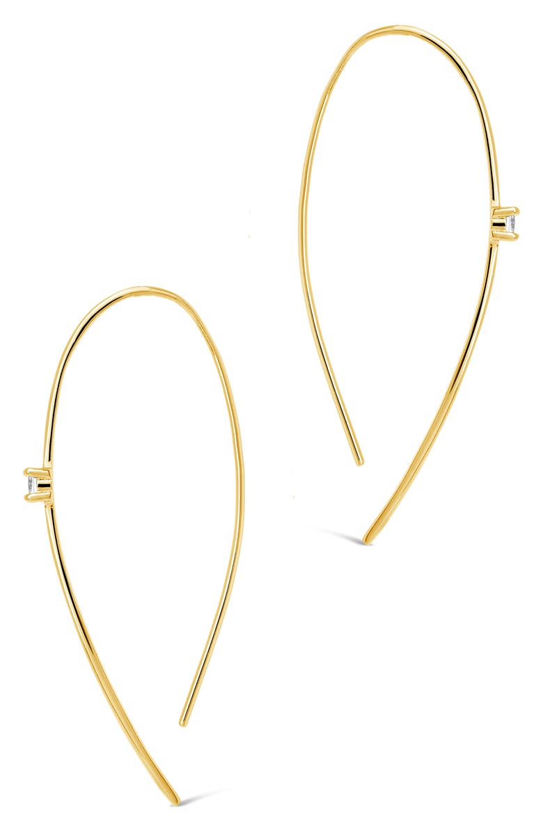 Sterling Forever 14K Gold Plated Sterling Silver CZ Stud Threader Earrings, Alternate, color, 