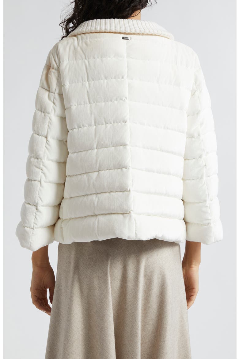 Velvet Corduroy Channel Quilted Down Jacket, Alternate, color, WHITE