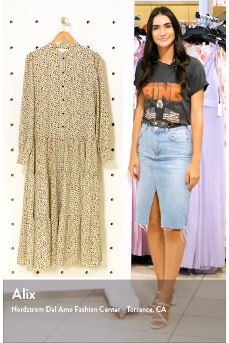 Spot Tiered Long Sleeve Maxi Shirtdress video