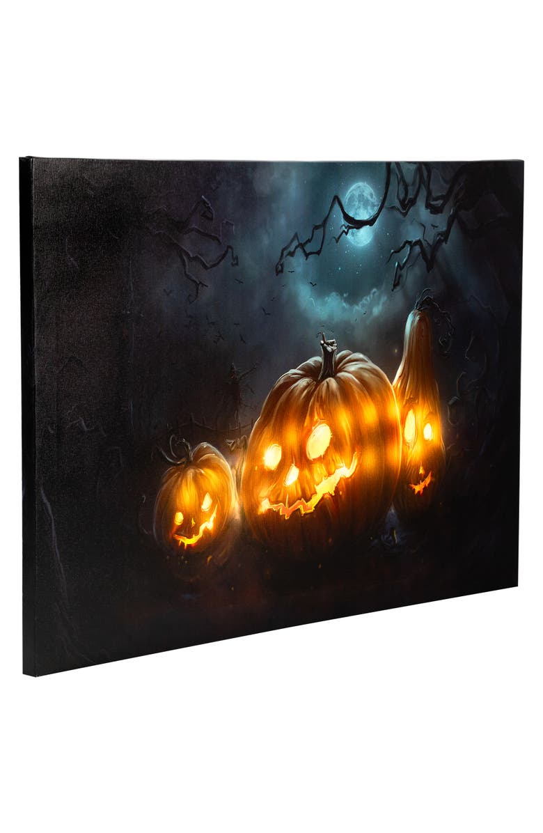 Northlight LED Lighted Spooky Halloween Jack-O-Lanterns Canvas Wall Art - 23.5" x 15.75", Alternate, color, Orange