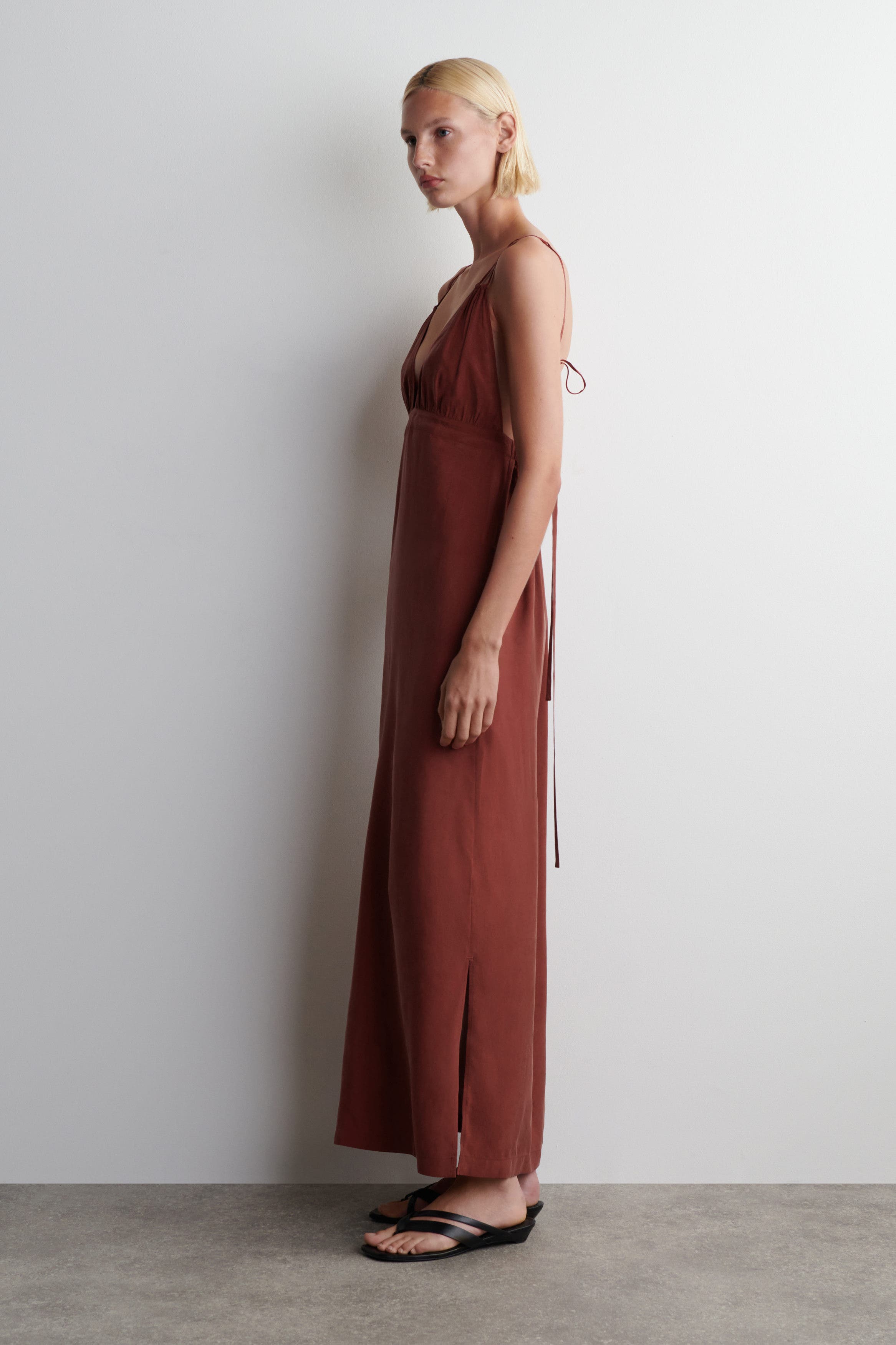 Gathered V-Neck Maxi Dress - image 4