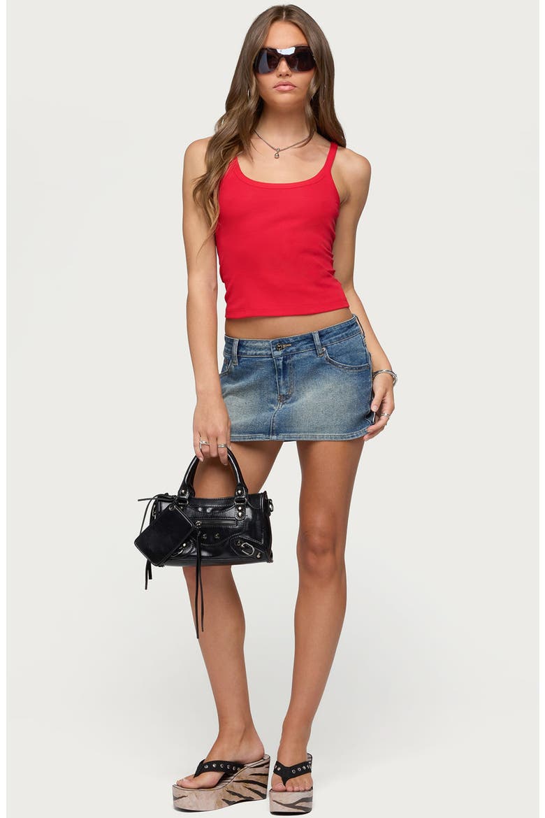 Seffie Low Rise Denim Skirt, Alternate, color, BLUE-WASHED