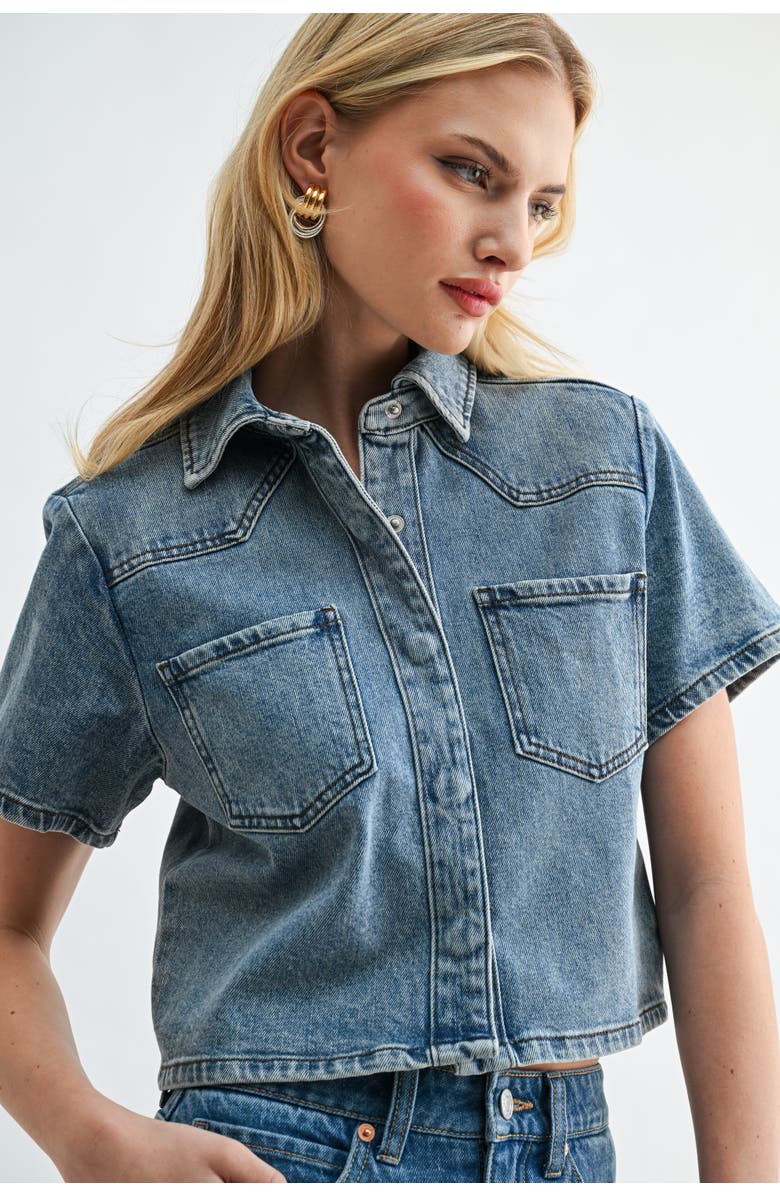 Jemina Denim The Muse Mini-Shirt Medium Wash, Main, color, Medium Wash