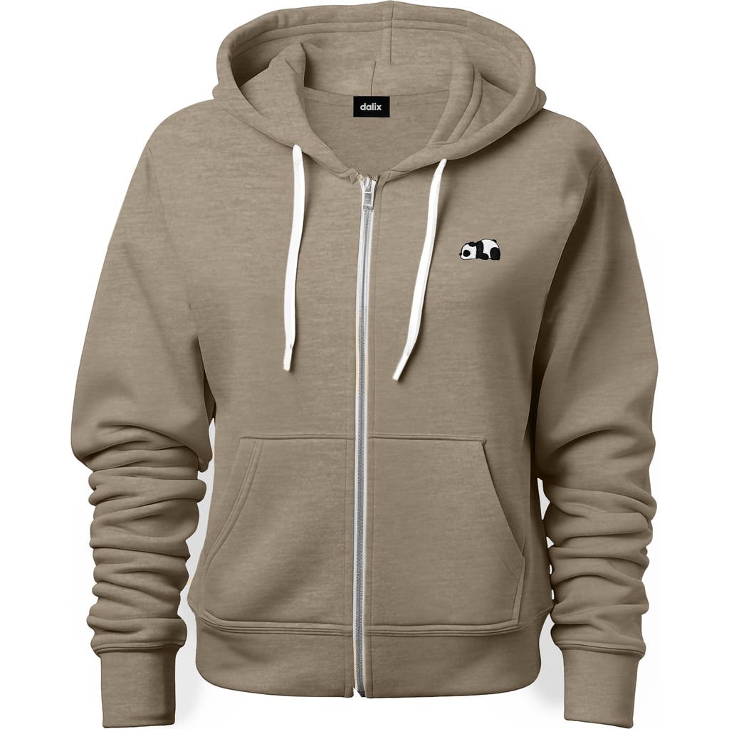 Dalix Panda Zip Hoodie In Heather Stone
