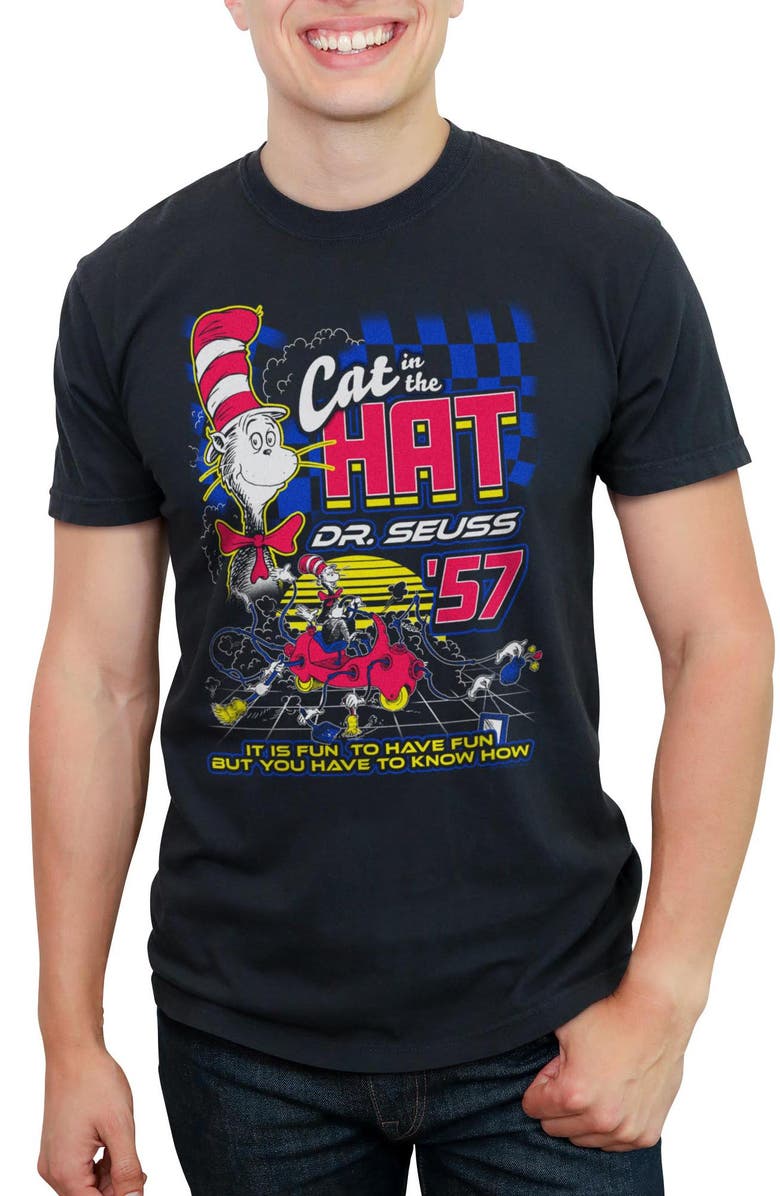 Dr. Seuss Men's Dr. Seuss The Cat in the Hat Racing Poster  Graphic T-Shirt, Main, color, 