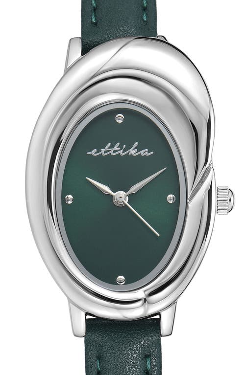 Ettika Bubble Dome Leather Strap Watch In Green