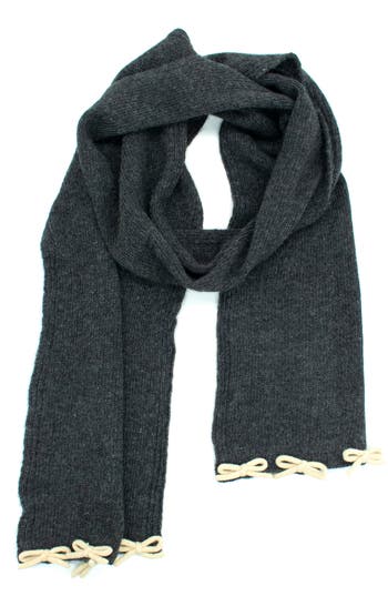 Portolano Bow Trim Scarf In Gray