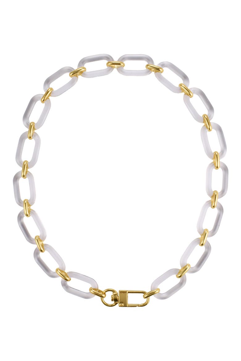 Lucite Link Necklace, Main, color, YELLOW