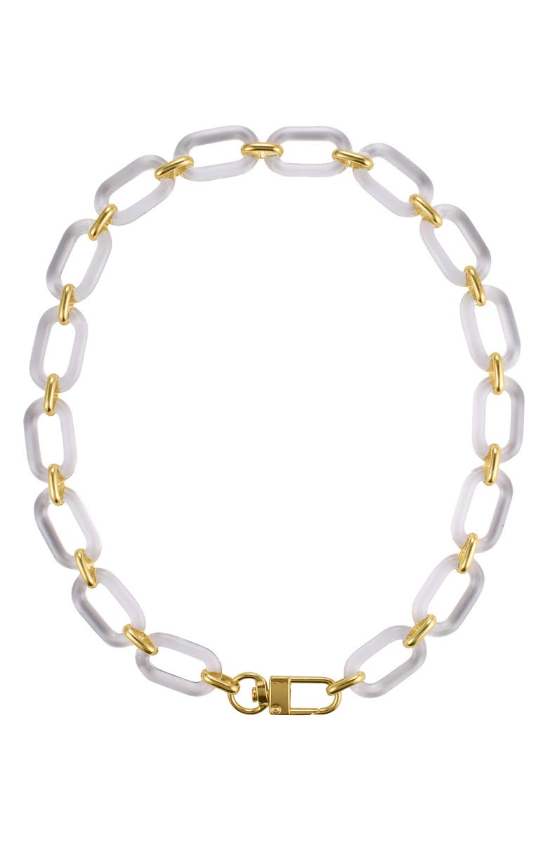 Adornia Lucite Link Necklace, Main, color, Yellow