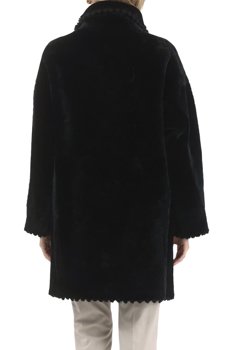 Reversible Genuine Shearling Jacket with Embroiderd Trim, Alternate, color, BLACK/BLACK