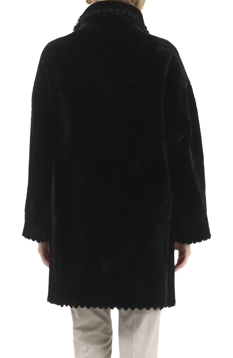 GORSKI Reversible Genuine Shearling Jacket with Embroiderd Trim, Alternate, color, Black/Black