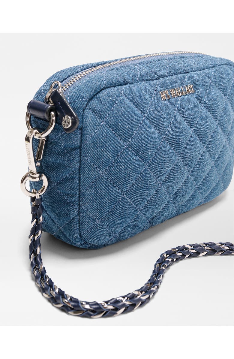 MZ Wallace Mini Crosby II Quilted Denim Crossbody Bag, Alternate, color, True Blue Denim