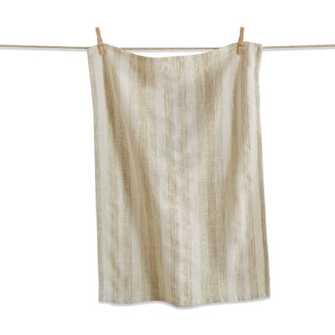Serene Stripe Sand Brown Cotton Kitchen Dishtowel Set