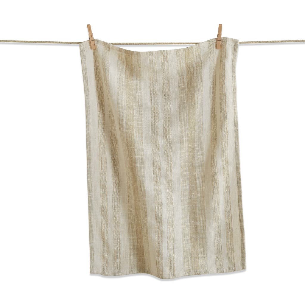 Tag Serene Stripe Dishtowel Sand Brown Cotton Kitchen Towel 26x18 Machine Wash Summer Kitchen Textil In Multi