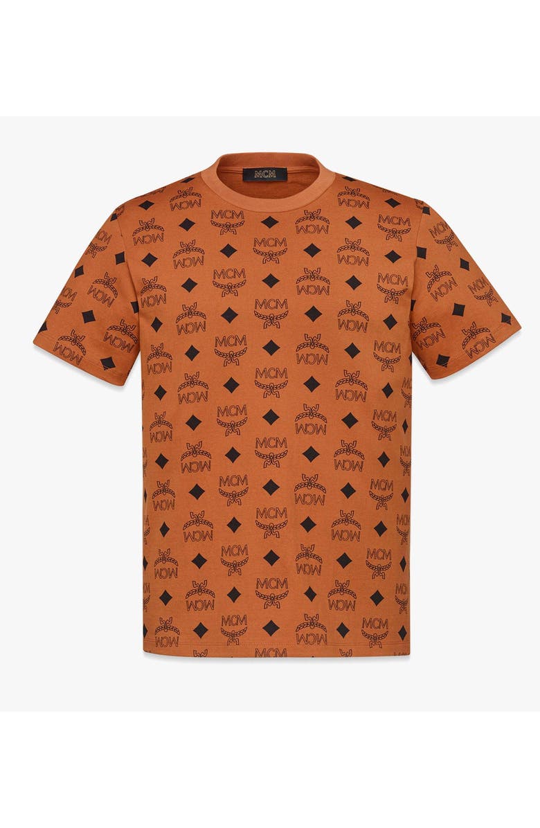MCM Maxi Monogram Print T-Shirt in Organic Cotton, Main, color, Cognac