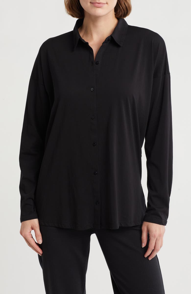Eileen Fisher Long Boxy Organic Cotton Button-Up Shirt, Main, color, 