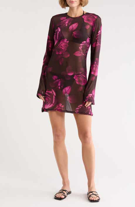 Good American Long Sleeve Mesh Minidress